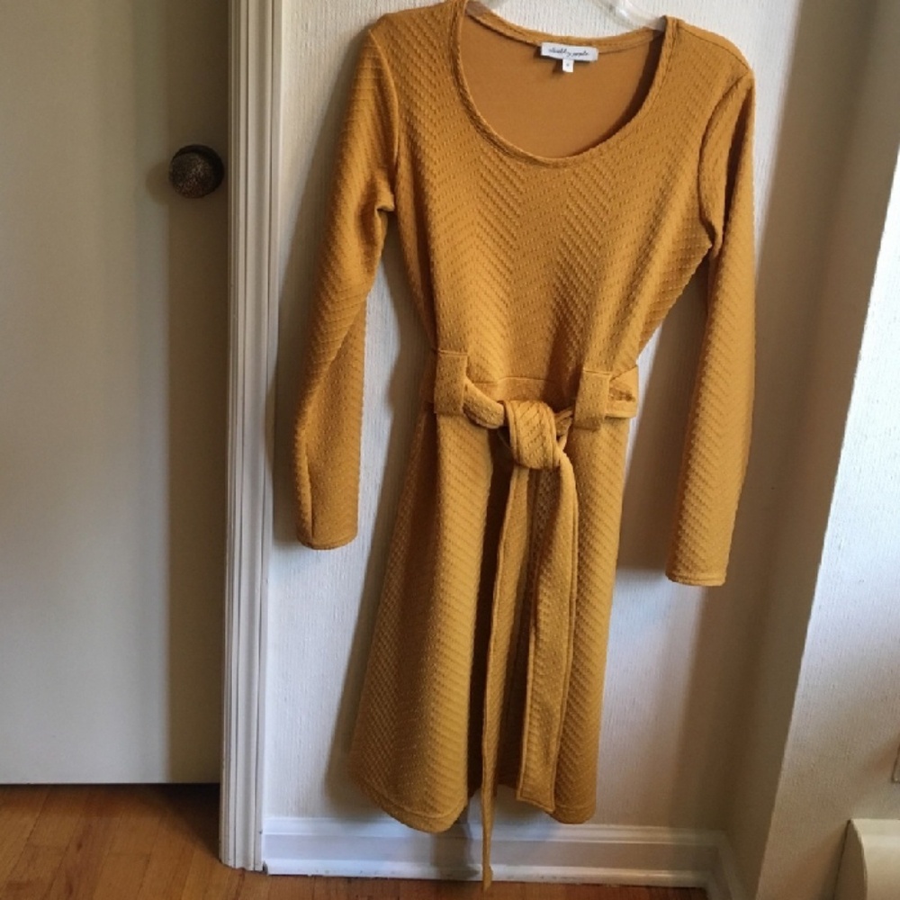 Shabby Apple textured mustard dress w/o belt